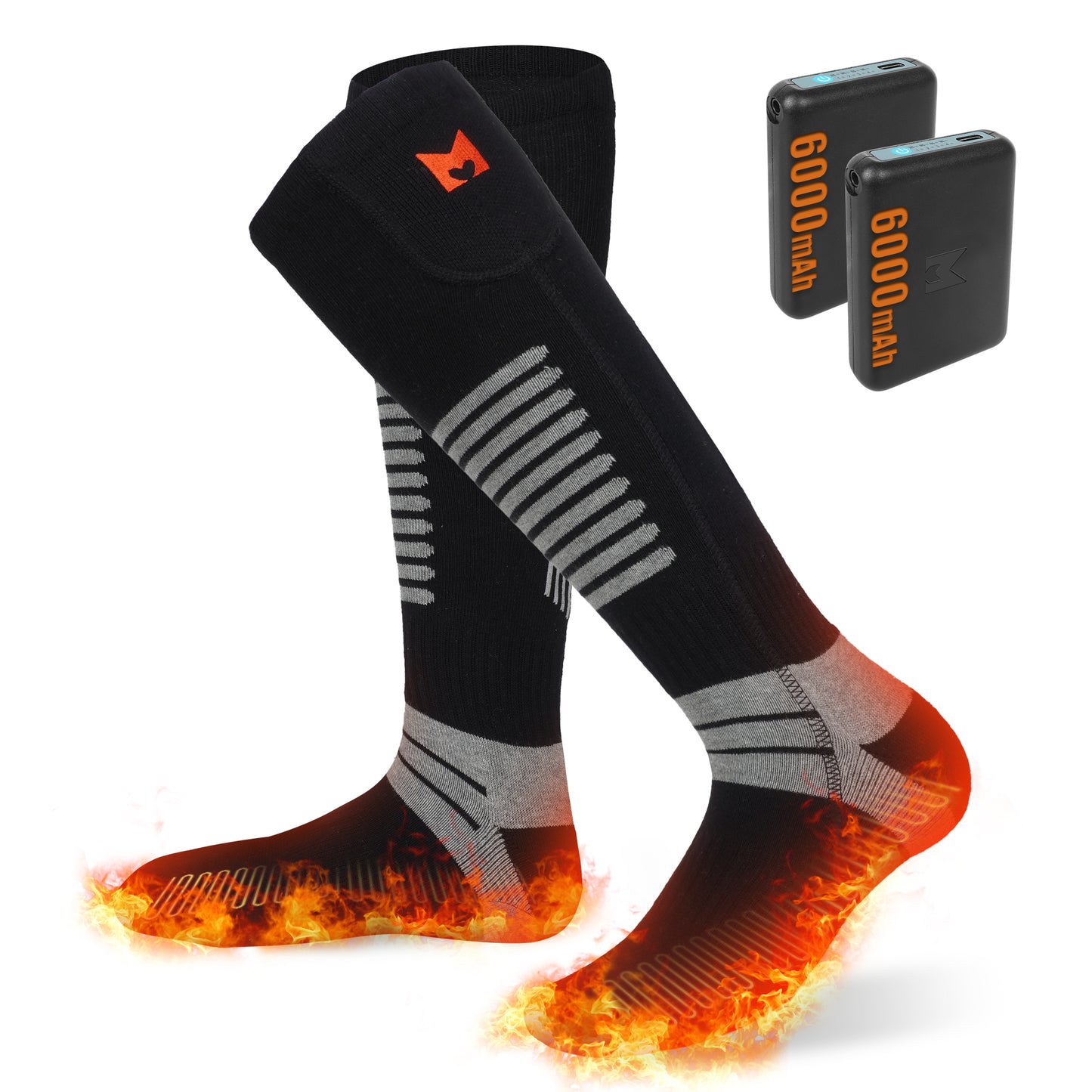 MRAWARM 6000mAh Rechargeable Heated Socks for Men & Women