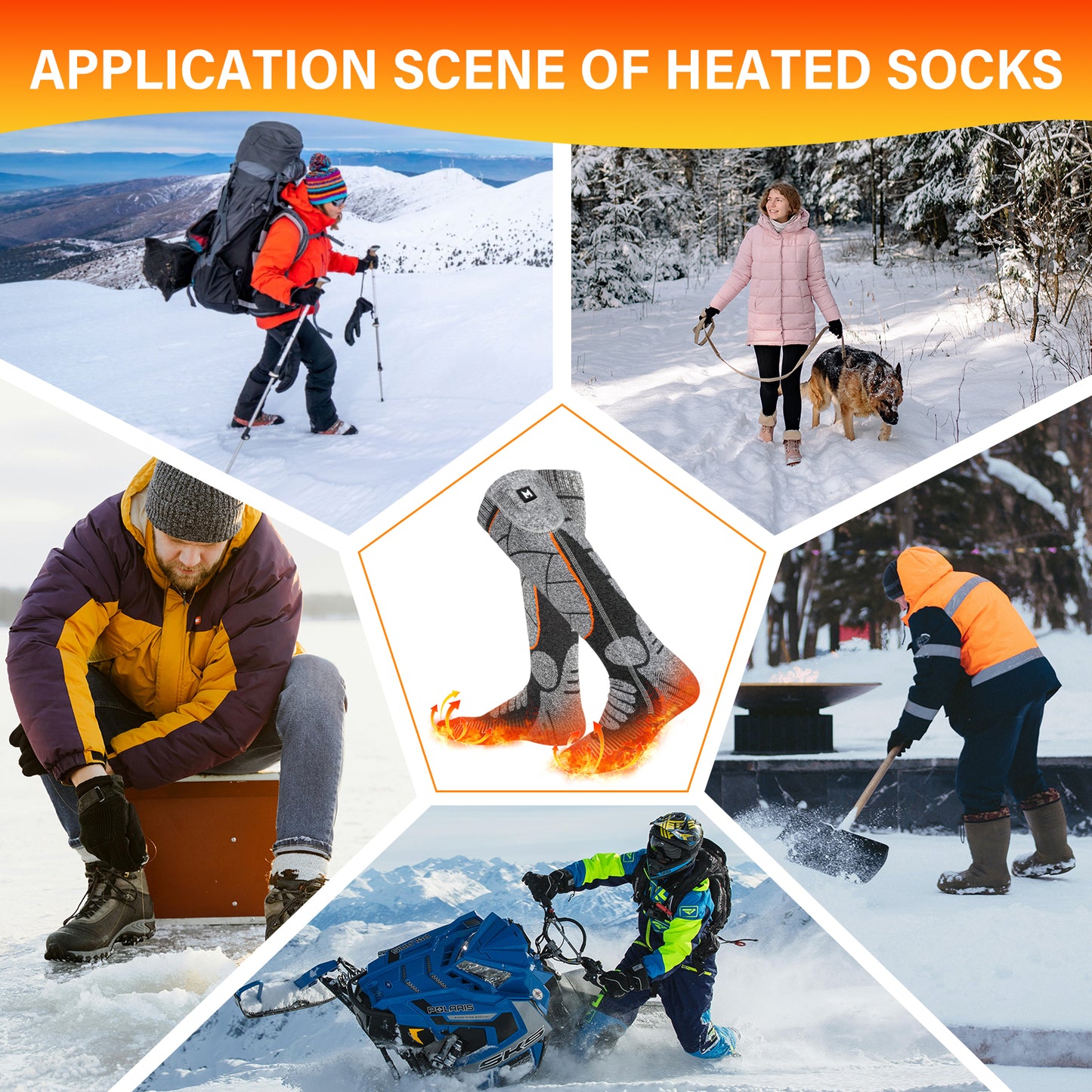 Heated Socks, MRAWARM 5V 6000mAh Rechargeable Heated Socks for Men Women