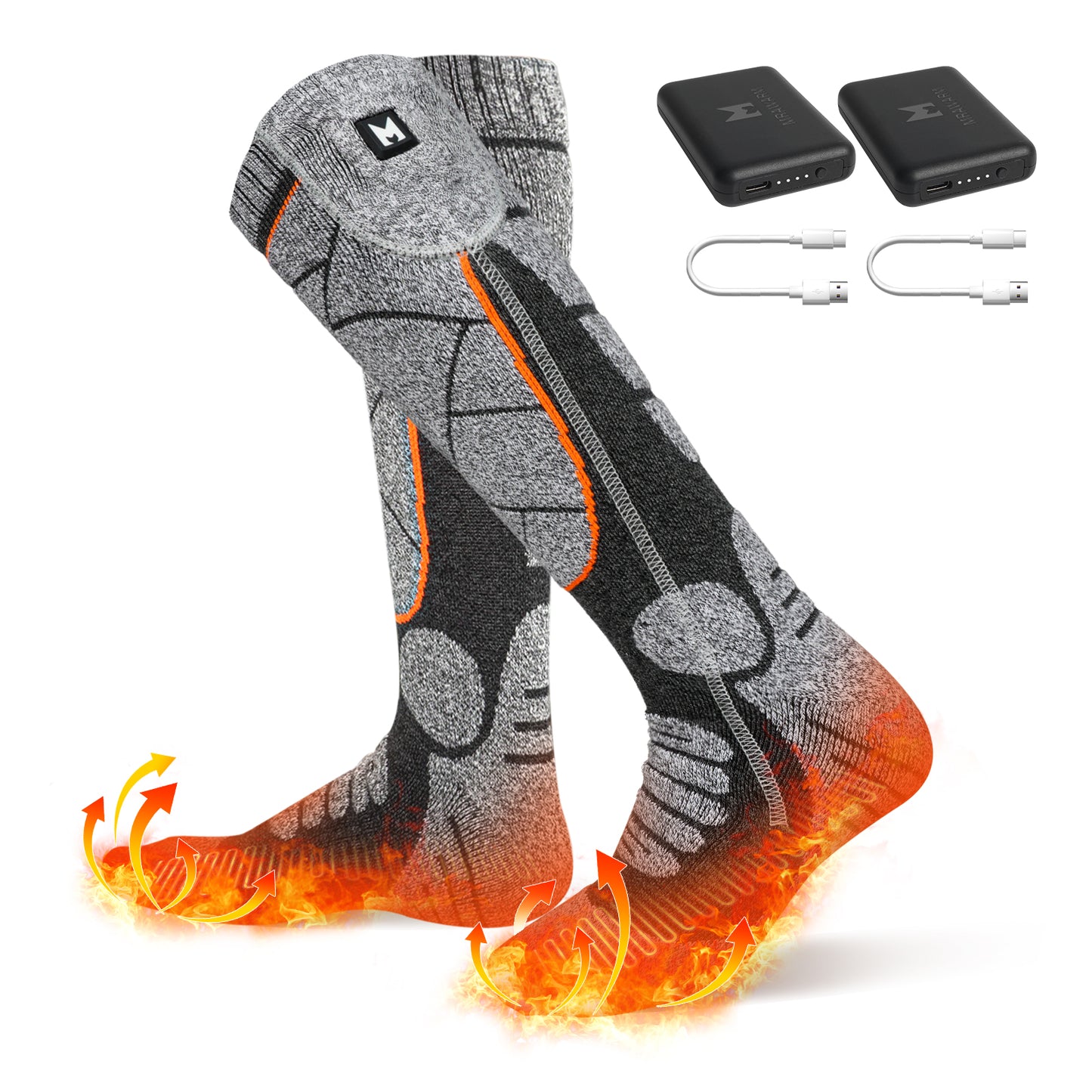 Heated Socks, MRAWARM 5V 6000mAh Rechargeable Heated Socks for Men Women