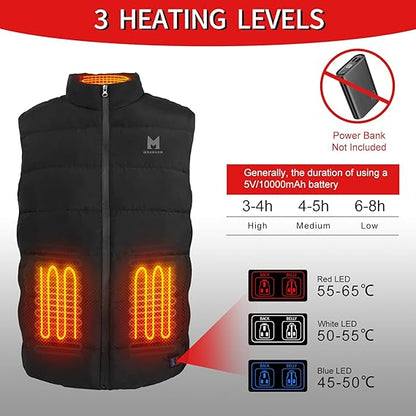 Heated Vest with 90% Down, 650 Fill Electric Heated Down Vest for Men Women 6 Heating Zone 3 Temperature Heating Vest