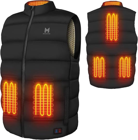 Heated Vest with 90% Down, 650 Fill Electric Heated Down Vest for Men Women 6 Heating Zone 3 Temperature Heating Vest