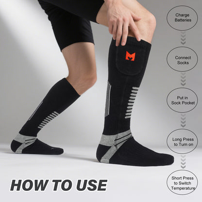 MRAWARM 6000mAh Rechargeable Heated Socks for Men & Women